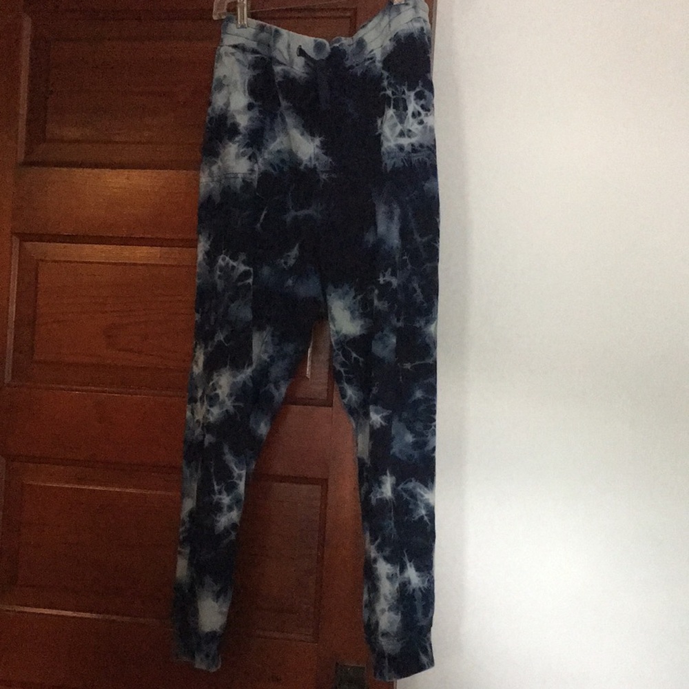 Blue and white tie dye joggers